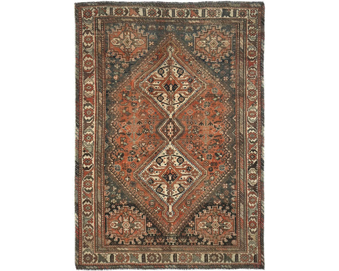6x8 Vintage Rust Persian Style Hand Knotted Low Pile Wool Area Rug